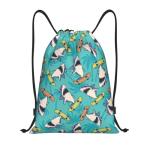 Gianlaima Surf Whale Shark Ocean Nautical Skateboard Palm Drawstring Bags Backpack Bag Sport Gym Sack String Bag Yoga Dance Travel Bag For Men Women