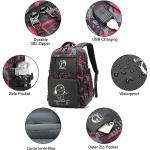 Pawsky Skateboard Anime Luminous Backpack School Backpack with USB Charging Port for Teen Boys, College School Bookbag Lightweight Laptop Bag with Sling Bag Set, Red