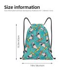 Gianlaima Surf Whale Shark Ocean Nautical Skateboard Palm Drawstring Bags Backpack Bag Sport Gym Sack String Bag Yoga Dance Travel Bag For Men Women