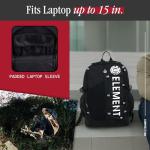 Concept One Element Backpack, Vertical Logo Skate Pack, Multi-Compartment Storage, Reflective Bungee Cord, Black