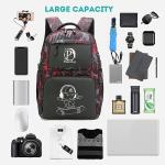 Pawsky Skateboard Anime Luminous Backpack School Backpack with USB Charging Port for Teen Boys, College School Bookbag Lightweight Laptop Bag with Sling Bag Set, Red