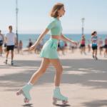 Mint Green Light-Up Roller Skates for Women