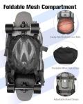 WOLT Skateboard Backpack, 15.6 Inch Laptop Backpack for Men Women, Sports Backpack with Ball Holder for Longboard Basketball Soccer, Grey