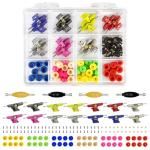DisplayMore 14PCS Multicolour Trucks & 48PCS Wheels & 60PCS Screws & 30PCS Nuts & 4PCS Spanner Tool for 96mm Fingerboard Skateboard Wooden Deck Parts Kit Tool Case