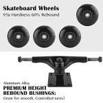 TLHB Skateboard Truck,Skateboard Wheels 52mm Suitable for Skateboarders,Fits 7.5-8" Deck，Skateboard Bearings,Skateboard Pads,Durable Skateboard Hardware Combo Starter Kit-Black