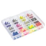 DisplayMore 14PCS Multicolour Trucks & 48PCS Wheels & 60PCS Screws & 30PCS Nuts & 4PCS Spanner Tool for 96mm Fingerboard Skateboard Wooden Deck Parts Kit Tool Case