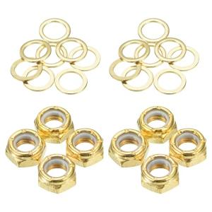 PATIKIL Skateboard Lock Nuts Set, 2 Set 5/16 Skateboard Truck Axle Washers Spacer Hardware Repair Kit for Longboard Cruiser, Gold