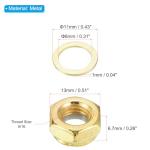 PATIKIL Skateboard Lock Nuts Set, 2 Set 5/16 Skateboard Truck Axle Washers Spacer Hardware Repair Kit for Longboard Cruiser, Gold