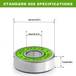 Premium 20Pcs 608rs Bearings Skateboard Bearings Chrome Steel Bearing Longboard Bearings (8x22x7mm) Double Rubber Sealed Deep Groove Bearing