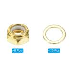 PATIKIL Skateboard Lock Nuts Set, 2 Set 5/16 Skateboard Truck Axle Washers Spacer Hardware Repair Kit for Longboard Cruiser, Gold