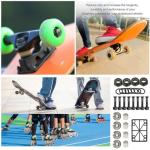 SquEqu 38 Pack Skateboard Bearings 608zz Skateboard Hardware Kit Skateboard Deck Mounting Screws Nuts Bolts Spacers Speed Rings Set Skateboard Riser Shock Pads for Longboard Cruiser Skateboards