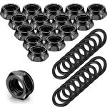 16 Pieces Skateboard Truck Nuts and 16 Pieces Skateboard Truck Axle Washers for Longboards and Hardware Kit (Black)