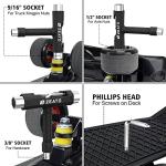 Zeato All-in-One Skate Tools Multi-Function Portable Skateboard T Tool Accessory with T-Type Allen Key and L-Type Phillips Head Wrench Screwdriver - Black