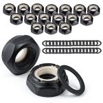 16 PCS Skateboards Washers Skateboard Truck Nuts Skate Truck Hardwares Skateboard-Truck Hardware Longboard Accessories for Longboard (Black)