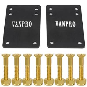 vanpro Longboard Skateboard 1/8" Riser Pads PU Shock Pads Hardware Mounting Screws Nuts(Snow Golden, Pack of 1 Set)