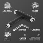 OAOJUBR Skate Tools, Multifunctional All-in-One Skateboard Wrench, 2-in-1 Portable T-Type Wrench and Built-in L-Type Cross Head Screwdriver, longboard accessories