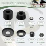 YELARXI Skateboard Bushings, Skateboard Truck Rebuild Long-Board Kit Bushings Washers Pivot Cups-Fitting for (Outdoor Skateboard Parts) 92A & PU & Black
