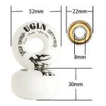 LONTOHCE Skateboard Wheels 52mm 95A with Tool Set, Skateboard Wheel Bearings,Skateboard Tools Washers, Freestyle Skateboard Wheel Tips Street Skateboard (White)