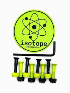 Isotope Skateboarding Fuel Rods – 1-Inch Skateboard Hardware, Black and Fluorescent Green, Set of 8