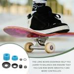 YELARXI Skateboard Bushings, Skateboard Truck Rebuild Long-Board Kit Bushings Washers Pivot Cups-Fitting for (Outdoor Skateboard Parts) 92A & PU & Black