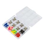 DisplayMore Fingerboard Repair Kit -Includes Box & Tools-Mini 96mm Finger Skateboard Parts Include 14 Brackets 48 Multicolour Wheels 60 Screws 30 Nuts 4 Screwdriver(Trucks-31mm & Box)