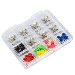 DisplayMore Fingerboard Repair Kit -Includes Box & Tools-Mini 96mm Finger Skateboard Parts Include 14 Brackets 48 Multicolour Wheels 60 Screws 30 Nuts 4 Screwdriver(Trucks-31mm & Box)