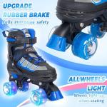 Kids Roller Skates for Boys, Blue Adjustable Rollerskates with Light Up Wheels for Teens Youth Ages 6-12 10 11 12, Beginners Outdoor Sports, Best Birthday Gift for Kids