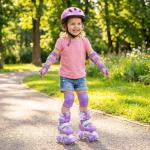BABY JOY Kids Roller Skates for Girls Boys, 4 Sizes Adjustable Quad Skates w/Light-up Wheels for Children Toddler Ages 3-9, Fun Illuminating Birthday Gifts for Outdoor Sports (Purple, Small)