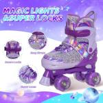 MammyGol Roller Skates for Kids Girls, Adjustable Quad Skates with Light Up Wheels for Ages 3-12, Best Birthday Gift for Outdoor Sports