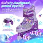 MammyGol Roller Skates for Kids Girls, Adjustable Quad Skates with Light Up Wheels for Ages 3-12, Best Birthday Gift for Outdoor Sports