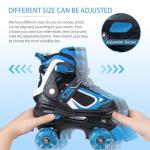 Kids Roller Skates for Boys - Blue for Big Kids Age 7 8 9 10 - Adjustable All Light up Wheels Indoor Outdoor Sports Birthday Gift for Son and Grandson