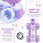 BABY JOY Kids Roller Skates for Girls Boys, 4 Sizes Adjustable Quad Skates w/Light-up Wheels for Children Toddler Ages 3-9, Fun Illuminating Birthday Gifts for Outdoor Sports (Purple, Small)