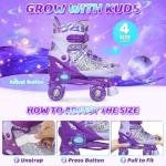 MammyGol Roller Skates for Kids Girls, Adjustable Quad Skates with Light Up Wheels for Ages 3-12, Best Birthday Gift for Outdoor Sports