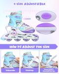 Sportneer Inline Roller Skates, Roller Boots Adjustable Size 2-7.5 with Illuminating Wheels Roller Blades Protective Gear Set for Gilrs Women