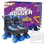 Kids Roller Skates for Boys, Blue Adjustable Rollerskates with Light Up Wheels for Teens Youth Ages 6-12 10 11 12, Beginners Outdoor Sports, Best Birthday Gift for Kids