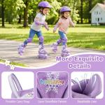 BABY JOY Kids Roller Skates for Girls Boys, 4 Sizes Adjustable Quad Skates w/Light-up Wheels for Children Toddler Ages 3-9, Fun Illuminating Birthday Gifts for Outdoor Sports (Purple, Small)