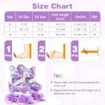 BABY JOY Kids Roller Skates for Girls Boys, 4 Sizes Adjustable Quad Skates w/Light-up Wheels for Children Toddler Ages 3-9, Fun Illuminating Birthday Gifts for Outdoor Sports (Purple, Small)