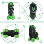 Kids Roller Skates for Boys - Green for Big Kids Age 7 8 9 10 - Adjustable All Light up Wheels Indoor Outdoor Sports Birthday Gift for Son and Grandson