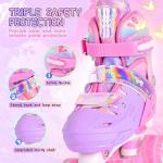 2PM SPORTS Roller Skates Girls Ages 5-8 8-12 3-5 4-7 6-12 10-12 with Light Up Wheels, Outdoor Indoor Girls Rollerskates for Kids Beginner Size 10C 11C 12C 13C 1 2 3 4 5 6 Pink Butterfly