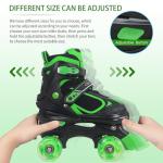 Kids Roller Skates for Boys - Green for Big Kids Age 7 8 9 10 - Adjustable All Light up Wheels Indoor Outdoor Sports Birthday Gift for Son and Grandson