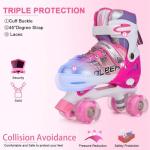 Sowume Adjustable Kids Roller Skates for Girls and Women, All 8 Wheels of Girl's Skates Shine, Safe and Fun Illuminating for Beginner