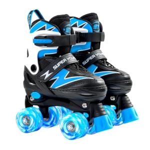 SUPER YOUNGSTER Adjustable Roller Skates Boys Kids Ages 5-8 8-12 Roller Skates Girls with Light up Wheels, Fun Rollerskate for Youth Toddlers
