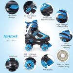 Nattork Kids Roller Skates for Boys Girls, 4 Sizes Adjustable Quad Skates with Light up Wheels,Beginner Kids Roller Skates Indoor Outdoor