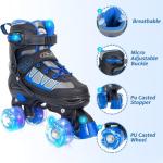 Kids Roller Skates for Boys, Blue Adjustable Rollerskates with Light Up Wheels for Teens Youth Ages 6-12 10 11 12, Beginners Outdoor Sports, Best Birthday Gift for Kids
