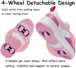 ANEFUN Roller Skate Shoes for Kids Girls Boys Detachable Wheeled Fashion Sneakers