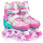 Roller Skates for Kids Girls Boys 4 Size Adjustable Kids Roller Skates with Wheels Light up for Children, Teens, Beginner & Advance, Indoor Outdoor