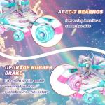 Adjustable Kids Roller Skates for Girls and Boys Ages 3-5 5-8 8-12, All 8 Wheels of Girl's Skates Shine, Safe and Fun Illuminating for Outdoor Indoor Sports (Blue & Purple, Small-Little Kid (10C-13C))