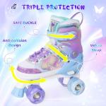 MammyGol Kids Roller Skates for Girls or Boys, 4 Size Adjustable Roller Skates for Little Kid with Beautiful Butterflies, Beginner Kids Light up Roller Quad Skates Indoor Outdoor (Purple)