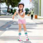 Adjustable Kids Roller Skates for Girls and Boys Ages 3-5 5-8 8-12, All 8 Wheels of Girl's Skates Shine, Safe and Fun Illuminating for Outdoor Indoor Sports (Blue & Purple, Small-Little Kid (10C-13C))