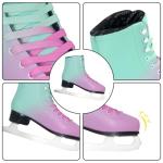 MammyGol Classic Ice Figure Skates for Womens/Misses/Girls Lace up with Stainless Steel Blade Light Support Ice Figure Skates in Red Teal Color